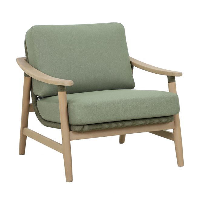 Garden single lounge Massaya, eucalyptus/polyester, H76x79x85cm