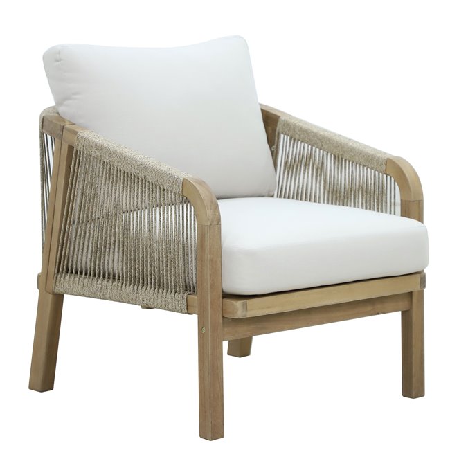 Garden single lounge Ravonna, acacia/polyester, H69x68x80cm, seat height 44cm
