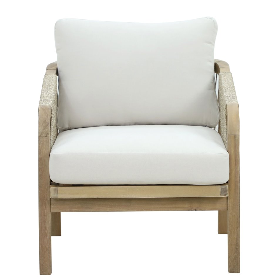 Garden single lounge Ravonna, acacia/polyester, H69x68x80cm, seat height 44cm