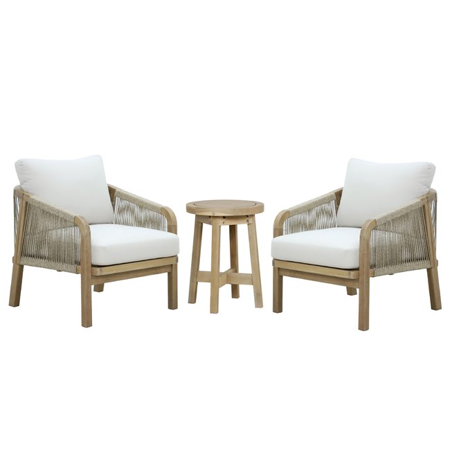Garden single lounge Ravonna, acacia/polyester, H69x68x80cm, seat height 44cm