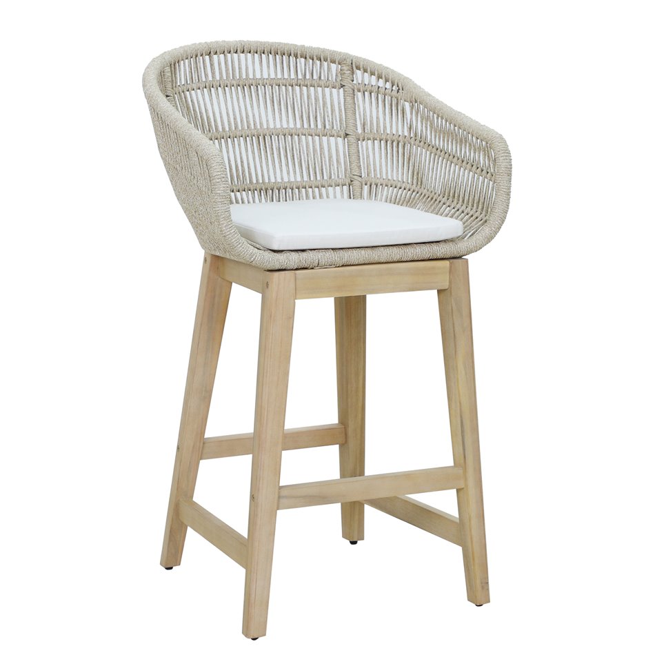 Garden bar chair Tallar, acacia wood/polyester, H80x60x53cm