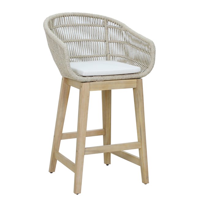 Garden bar chair Tallar, acacia wood/polyester, H80x60x53cm