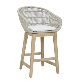 Garden bar chair Tallar, acacia wood/polyester, H80x60x53cm