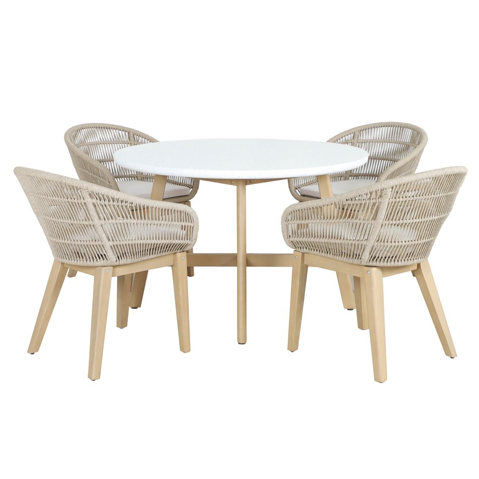 Garden table Tallara 120, acacia wood/terrazzo, D120cm H76cm