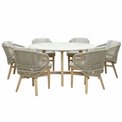 Garden dinning table Malli, eucalyptus wood/travertine, D150cm H76cm