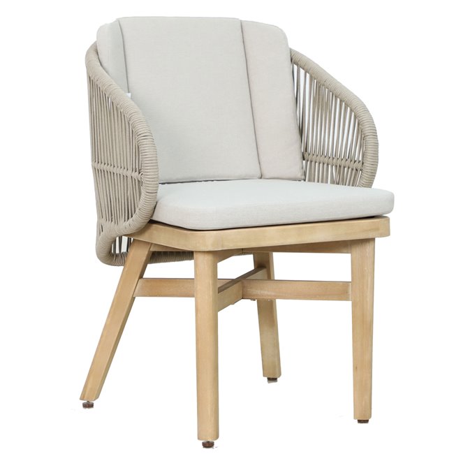 Garden dinning chair Malli, eucalyptus/polyester, H80x59x62cm