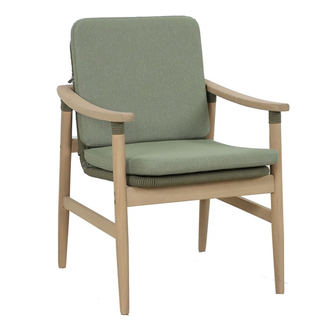 Garden dinning chair Massaya, eucalyptus/polyester, H84x61x66cm