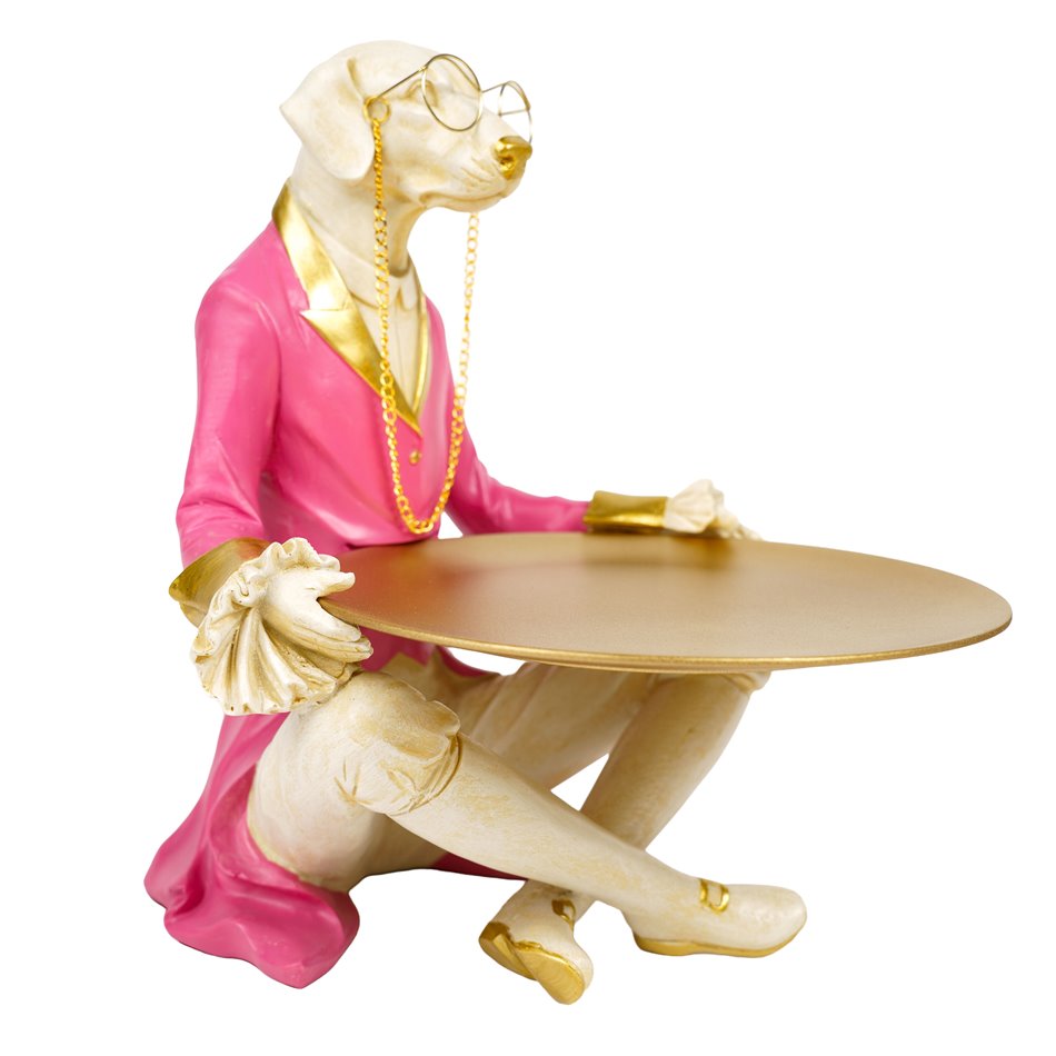 Декоративная фигурка Dog with plate, H28.5x28x24cm