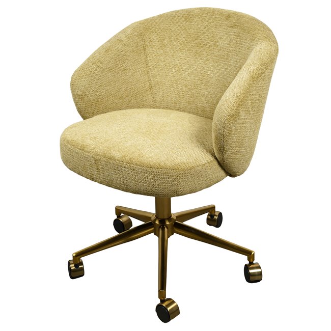Office chair Sahara 35, yellowgreen/gold color, H76-86x60x61cm, seat height 48-58cm