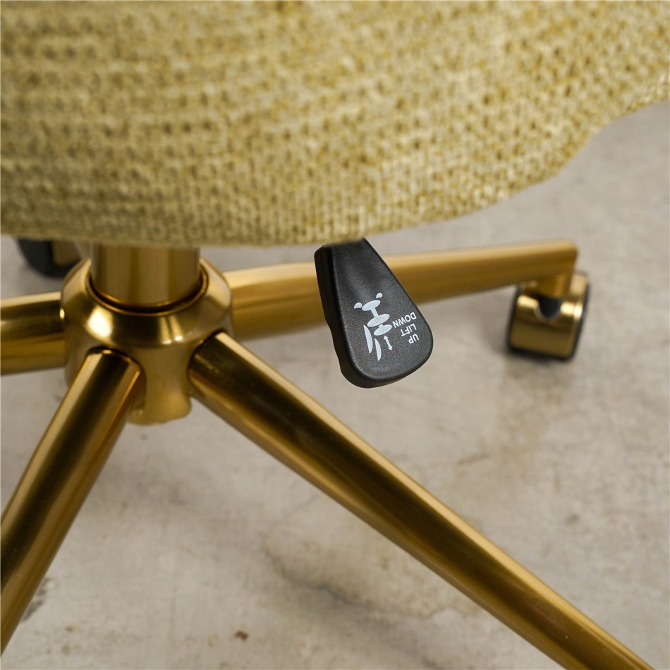 Office chair Sahara 35, yellowgreen/gold color, H76-86x60x61cm, seat height 48-58cm