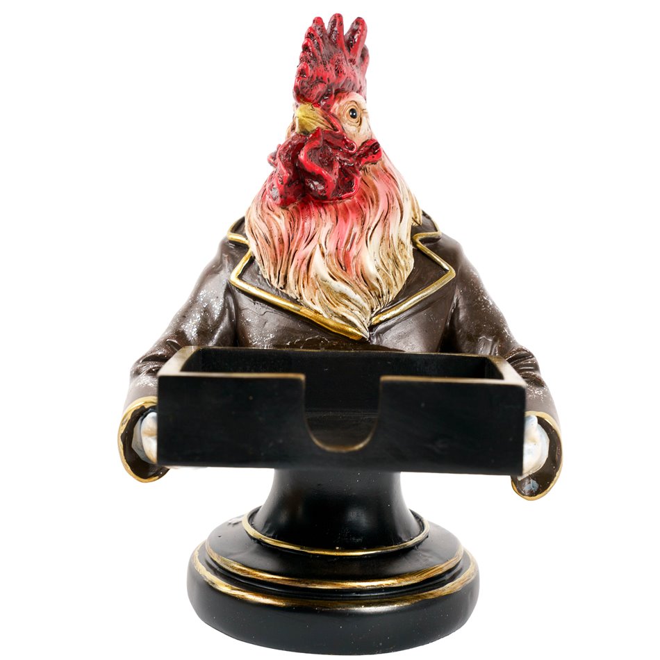 Decorative figurine Mr chicken with card box, H18x14x14cm