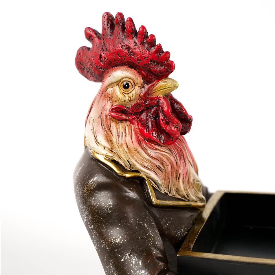 Decorative figurine Mr chicken with card box, H18x14x14cm