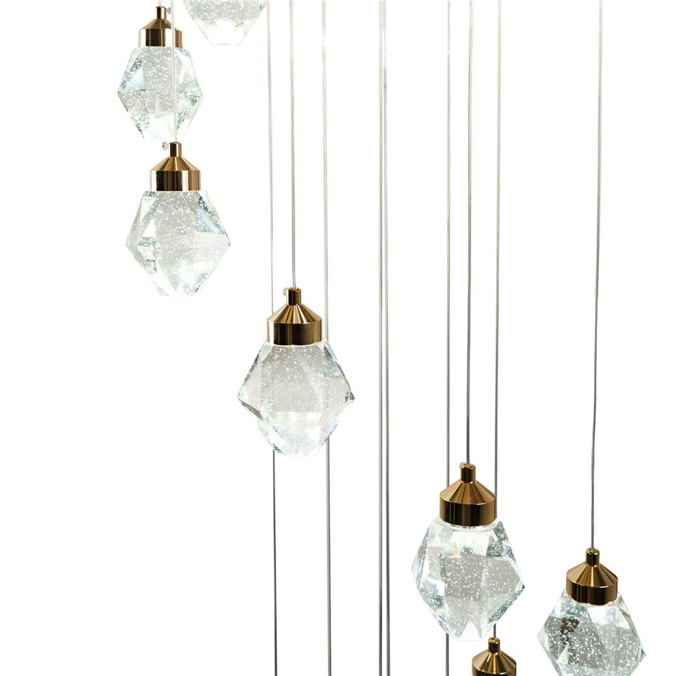Подвесной светильник Yabukka gold, прозрачный/золотой цвет, H280cm, D50cm, LED 100W, 3000K/4000K/6000K, 5500lm