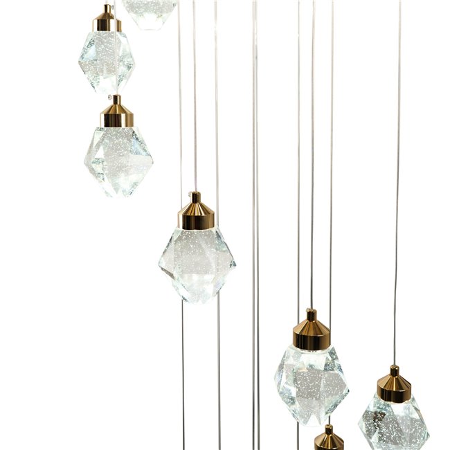 Подвесной светильник Yabukka gold, прозрачный/золотой цвет, H280cm, D50cm, LED 100W, 3000K/4000K/6000K, 5500lm