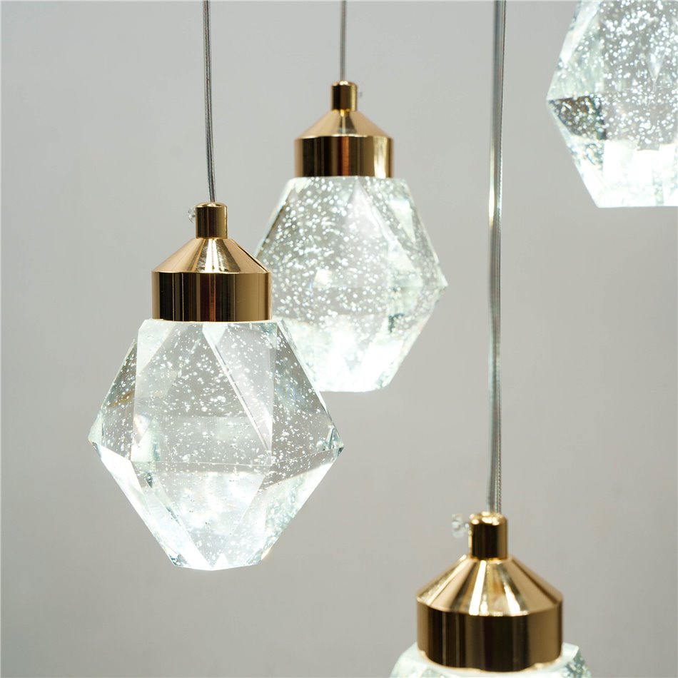 Подвесной светильник Yabukka gold, прозрачный/золотой цвет, H280cm, D50cm, LED 100W, 3000K/4000K/6000K, 5500lm