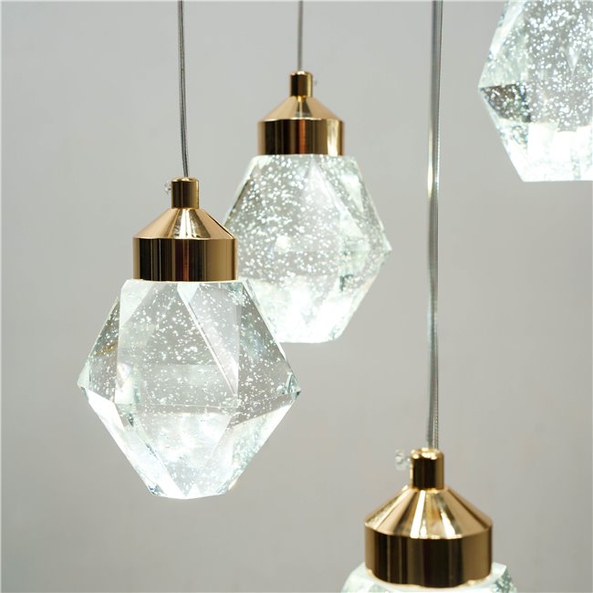 Подвесной светильник Yabukka gold, прозрачный/золотой цвет, H280cm, D50cm, LED 100W, 3000K/4000K/6000K, 5500lm