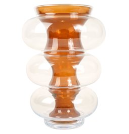 Ваза Double Ambre Matali, прозрачный/янтарный цвет, стекло, H36cm, D25.5cm