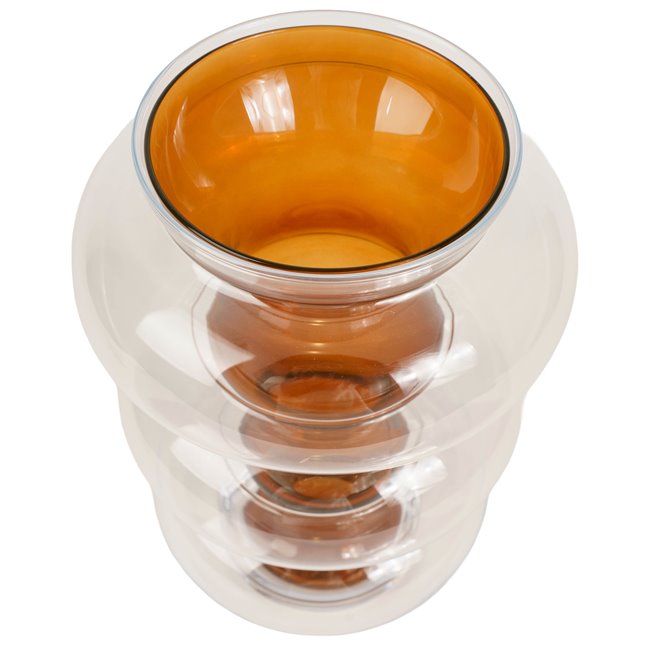 Ваза Double Ambre Matali, прозрачный/янтарный цвет, стекло, H36cm, D25.5cm