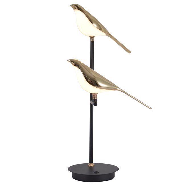Настольная лампа Malarro 2, черный/золотой цвет, H53cm, D18cm, LED 6W, 3000K