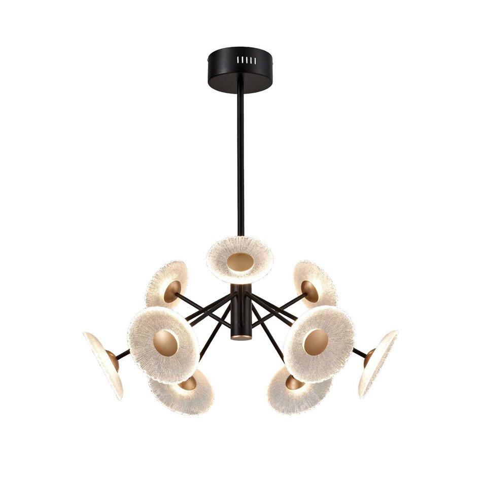 Подвесной светильник Agria, черный/прозрачный/золотой цвет, D73cm, LEDx9 5W, 3000K, 990lm