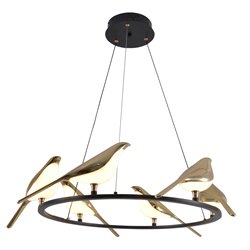 Pendant lamp Malarro 6, black/gold color, H150cm, D65cm, LED 48W, 3000K
