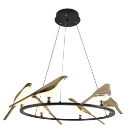Подвесной светильник Malarro 6, черный/золотой цвет, H150cm, D65cm, LED 48W, 3000K