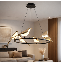 Подвесной светильник Malarro 6, черный/золотой цвет, H150cm, D65cm, LED 48W, 3000K