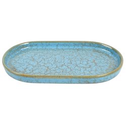 Plate Scratch Blue, oval, brown/blue, porcelain, 25x14cm H2cm