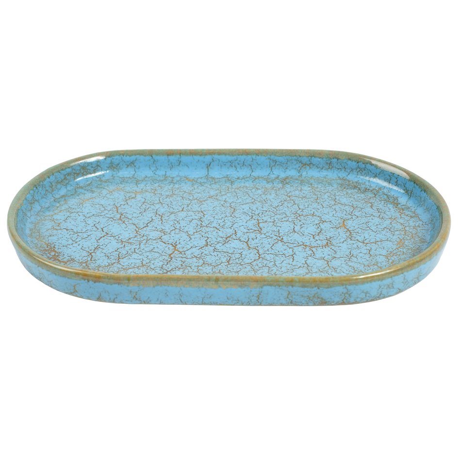 Тарелка Scratch Blue, овальный, коричневый/синий, фарфор, 25x14cm H2cm