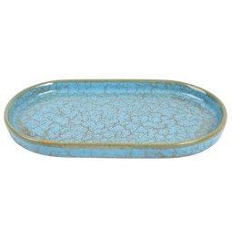 Тарелка Scratch Blue, овальный, коричневый/синий, фарфор, 25x14cm H2cm