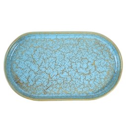 Тарелка Scratch Blue, овальный, коричневый/синий, фарфор, 25x14cm H2cm