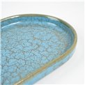 Тарелка Scratch Blue, овальный, коричневый/синий, фарфор, 25x14cm H2cm