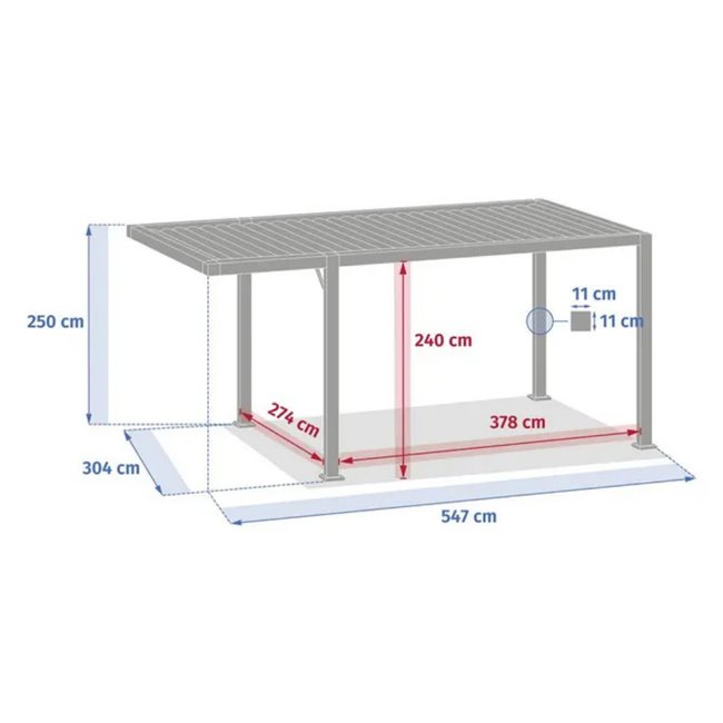 Laneiria carport 5.5x3m, graphite color, aluminium