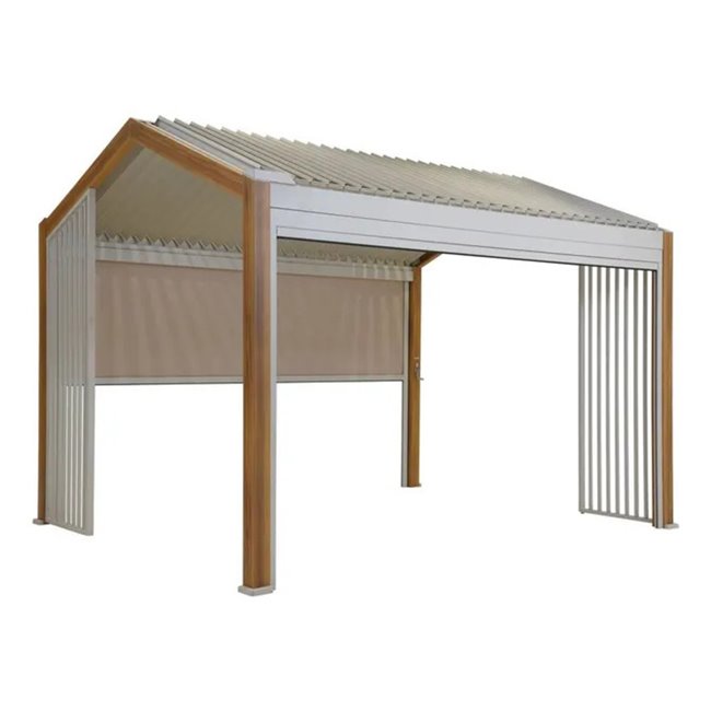 Garden canopy/pergola Laecozia 4x3m, aluminium, wood effect