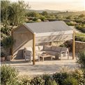 Blind for Laecozia pergola 4m, beige linen-tone textilene fabric