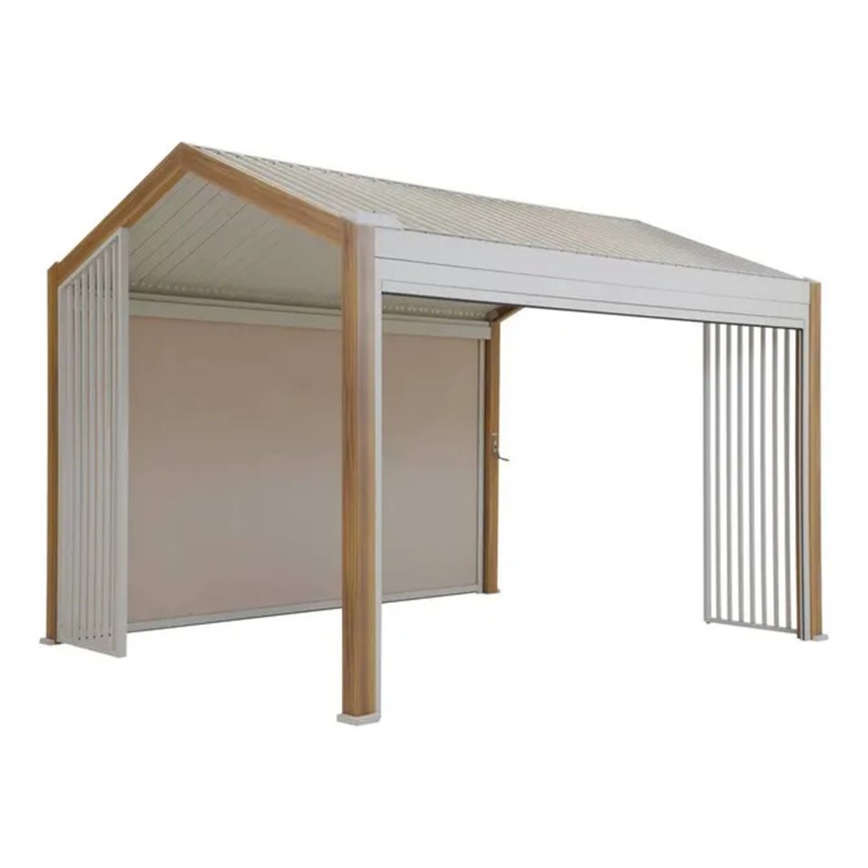 Blind for Laecozia pergola 4m, beige linen-tone textilene fabric