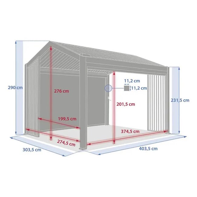Garden canopy/pergola Laecozia 4x3m, aluminium, wood effect