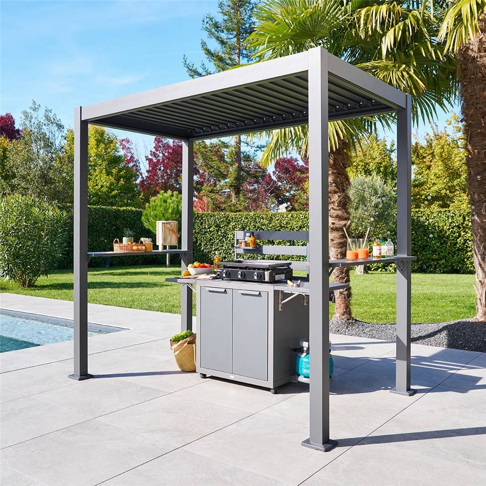 Manually adjustable shelter for grill/barbecue area Lagrili, aluminium/steel