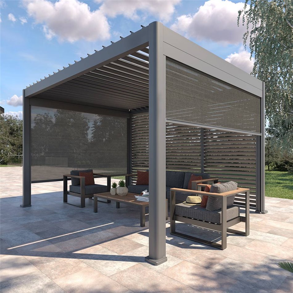 Garden canopy/pergola Laevora 4x3m, aluminium, graphite color