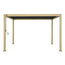 Garden canopy/pergola Laevora 4x3m, aluminium, honey color with wood effect