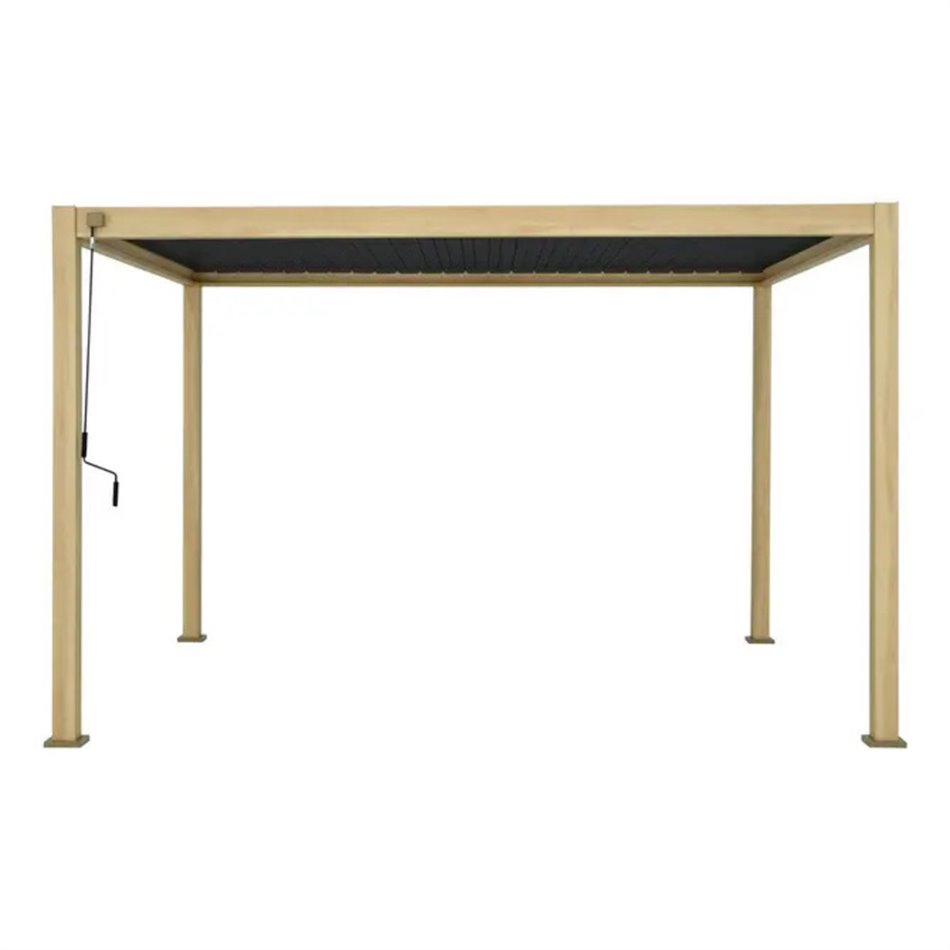 Garden canopy/pergola Laevora 4x3m, aluminium, honey color with wood effect