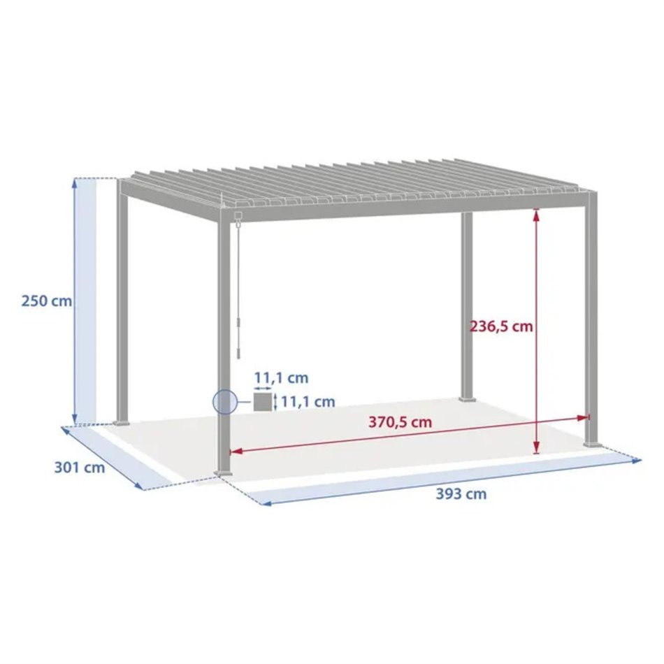 Garden canopy/pergola Laevora 4x3m, aluminium, honey color with wood effect