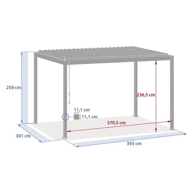 Garden canopy/pergola Laevora 4x3m, aluminium, honey color with wood effect
