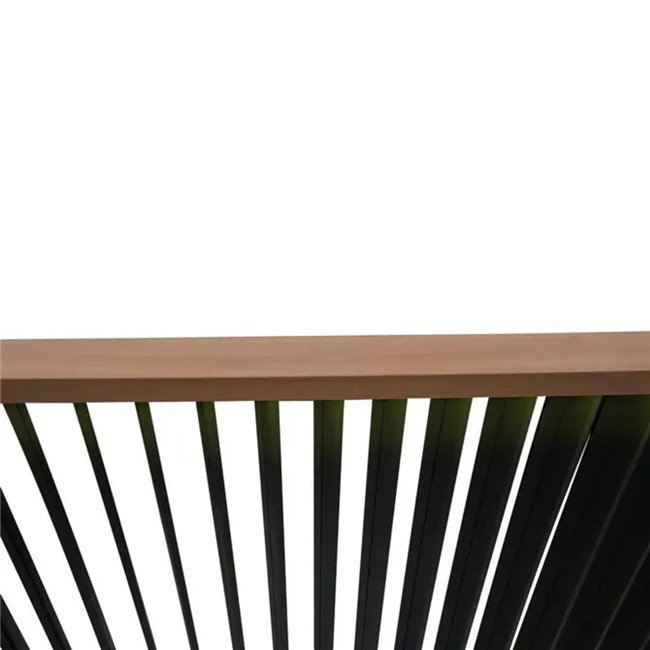 Garden canopy/pergola Laevora 4x3m, electrically adjustable roof, aluminium, honey color with wood effect