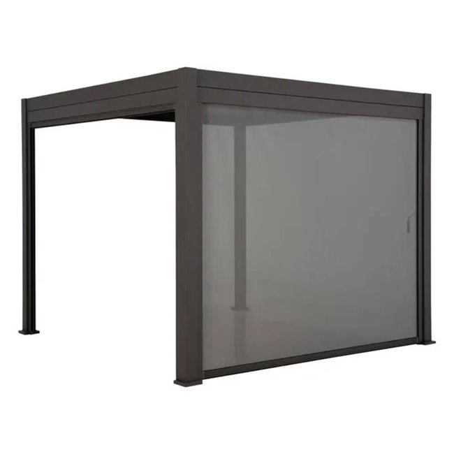 Textilene side blind for Laevora pergola, for 4 m side, graphite grey