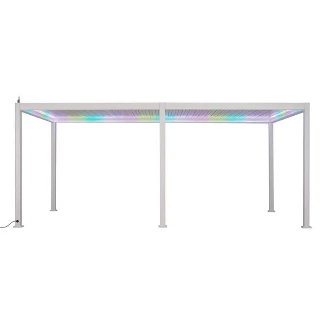 Garden canopy/pergola Laevora 6x3.6m, electrically adjustable roof, white, aluminium