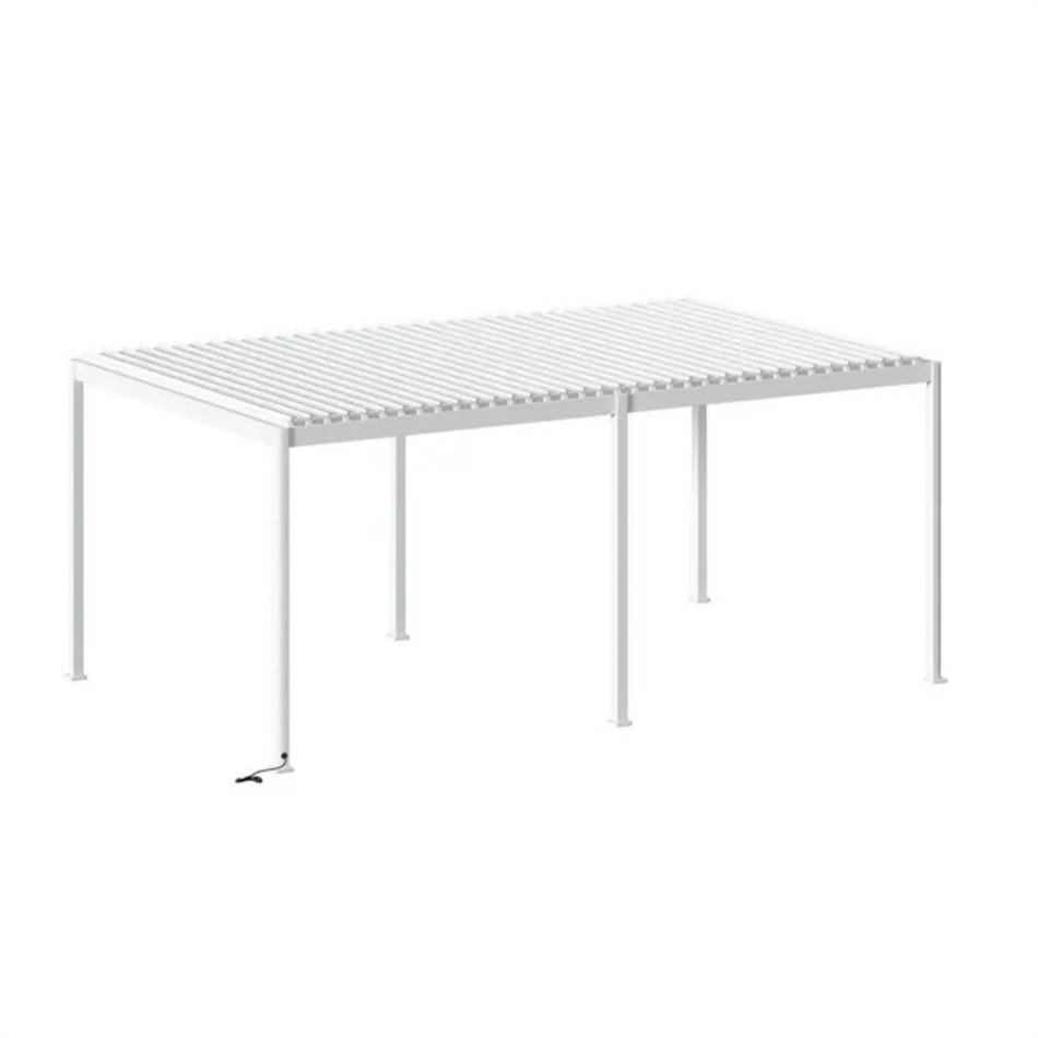 Garden canopy/pergola Laevora 6x3.6m, electrically adjustable roof, white, aluminium