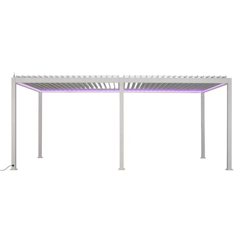 Garden canopy/pergola Laevora 6x3.6m, electrically adjustable roof, white, aluminium