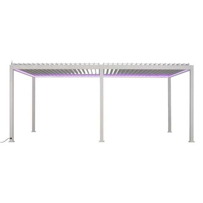 Garden canopy/pergola Laevora 6x3.6m, electrically adjustable roof, white, aluminium