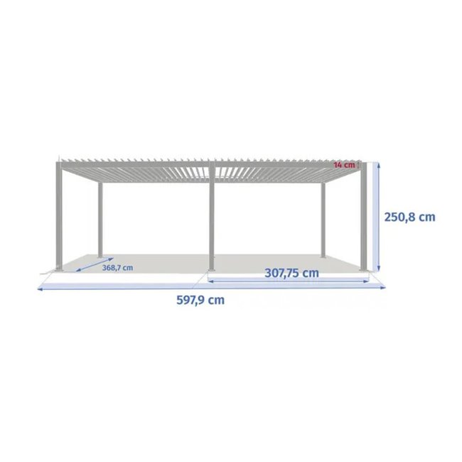 Garden canopy/pergola Laevora 6x3.6m, electrically adjustable roof, white, aluminium